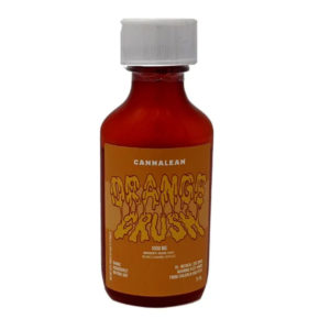 Cannlean THC Concentrate Syrup orange crush flavour. An amber bottle with a white cap and a bright orange label from hotgrass